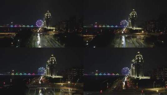 江西南昌城市夜景灯光地标建筑航拍高清在线视频素材下载