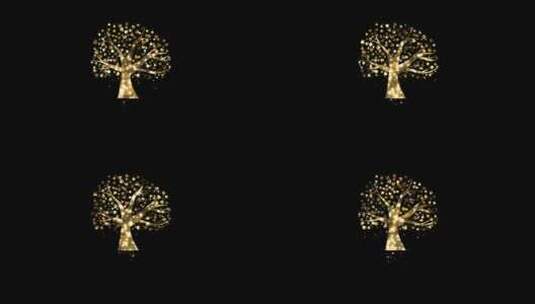 金黄色粒子夜景树木视频带通道高清在线视频素材下载