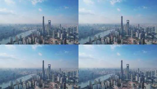 航拍上海陆家嘴金融中心现代城市风光高清在线视频素材下载