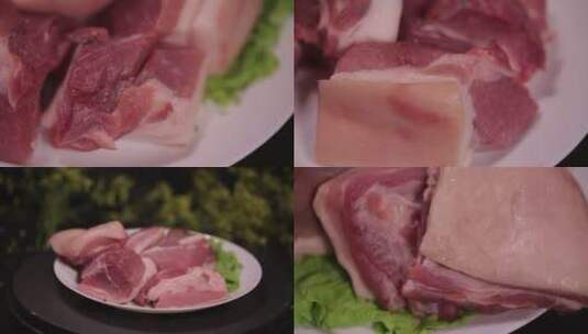 【镜头合集】五花肉猪肉肥肉猪皮高清在线视频素材下载