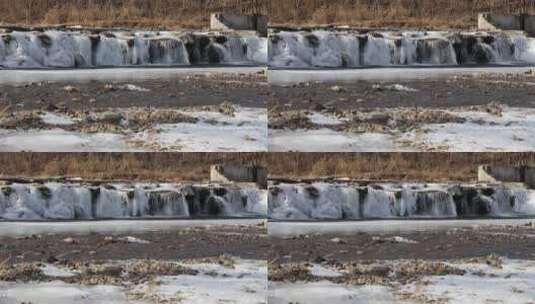 初春河流冰瀑融化常规视频高清在线视频素材下载