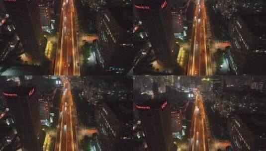 上海中环线夜景航拍高清在线视频素材下载