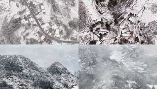 孤独感温馨农村乡村雪景冬季大山高清在线视频素材下载