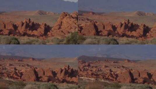 4K 美丽沙漠景观中岩石丘陵平移镜头高清在线视频素材下载