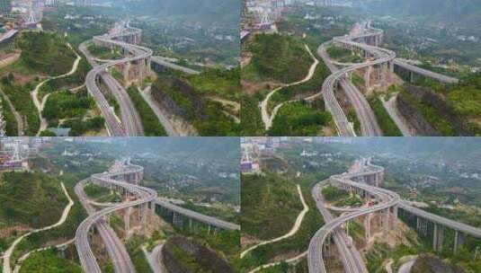 4K航拍泸蓉高速巫山段延时视频高清在线视频素材下载