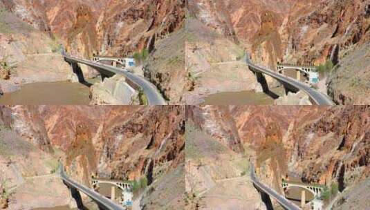 4k航拍西藏318国道怒江大峡谷纪念桥高清在线视频素材下载