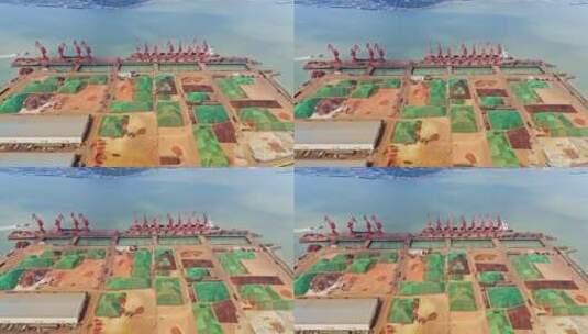 大连连云港矿工厂码头海上运输港口高清在线视频素材下载