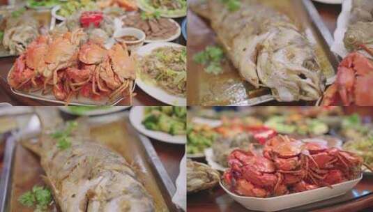 海鲜美食，鲍鱼 大虾 螃蟹 鱼高清在线视频素材下载