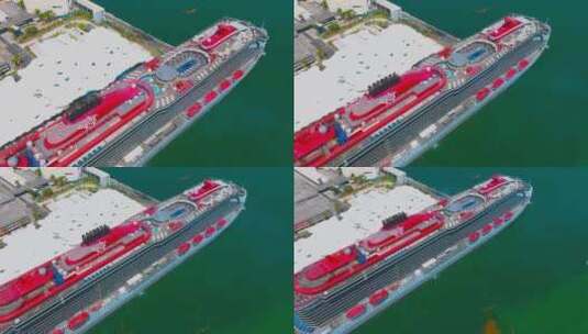 大型多层豪华游轮停靠在海港高清在线视频素材下载