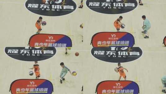 中国小男孩篮球认真训练高清在线视频素材下载