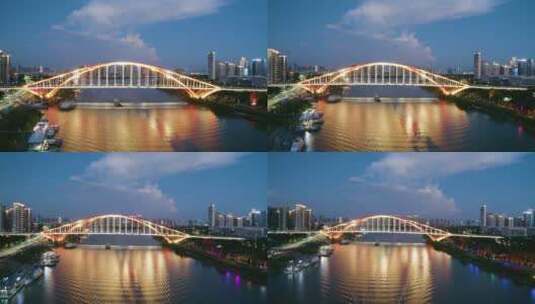 佛山东平大桥夜景航拍高清在线视频素材下载