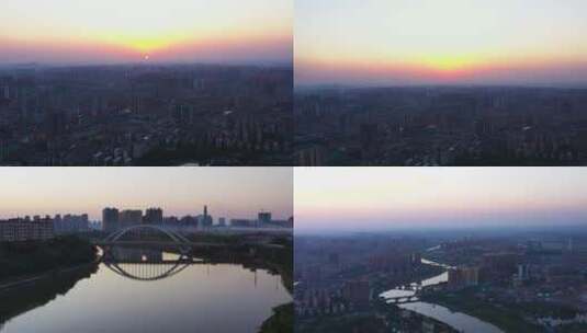 衡阳市区白天黑夜航拍高清在线视频素材下载