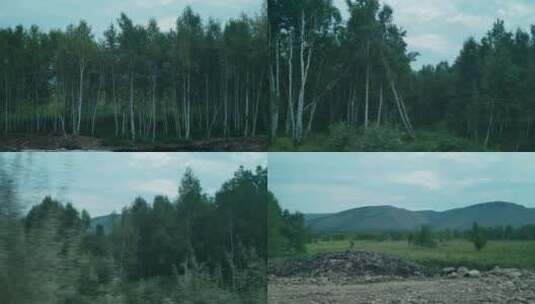 旅途中车上车窗外山区上山景色高清在线视频素材下载