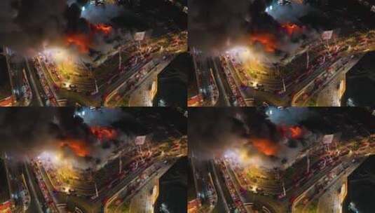 金盛百货特大火灾救援现场高清在线视频素材下载