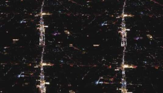 大理古城区洱海门夜景航拍高清在线视频素材下载
