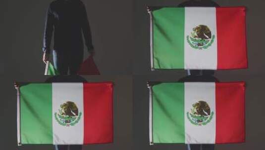 球迷手持墨西哥国旗特写高清在线视频素材下载