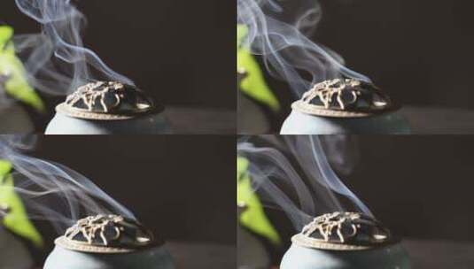 香炉炊烟升起高清在线视频素材下载