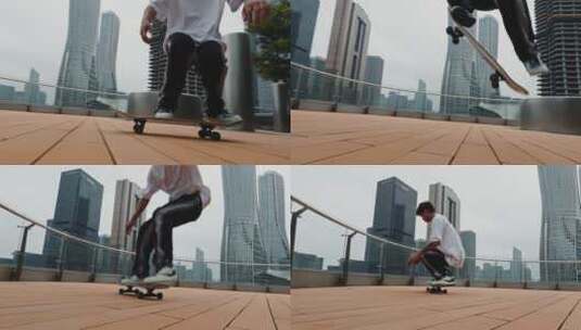 杭州街头滑板高清在线视频素材下载