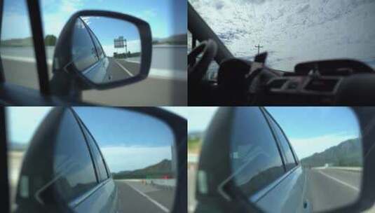 开车后视镜高速车内高清在线视频素材下载