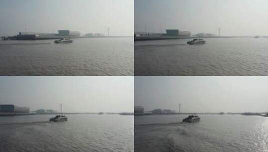 游轮驶入上海吴淞国际邮轮码头高清在线视频素材下载