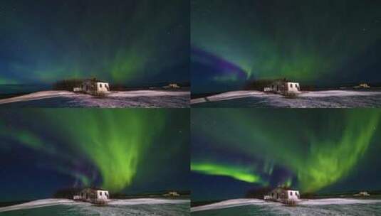 4K夜空极光星空北极南极冬夜冬季高清在线视频素材下载