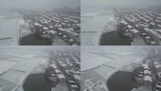 航拍湖北农村雪景丨4K丨原创实拍高清在线视频素材下载