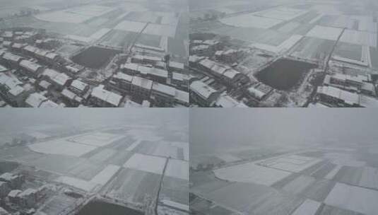 乡村雪景航拍风光高清在线视频素材下载