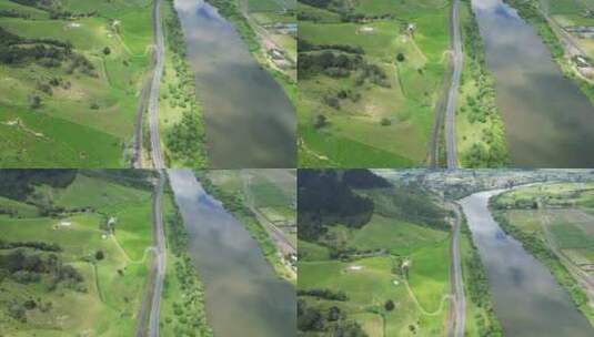 新西兰航拍河流公路高清在线视频素材下载