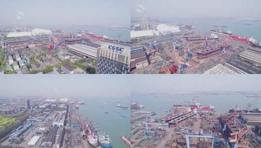 江阴港航拍合集高清在线视频素材下载