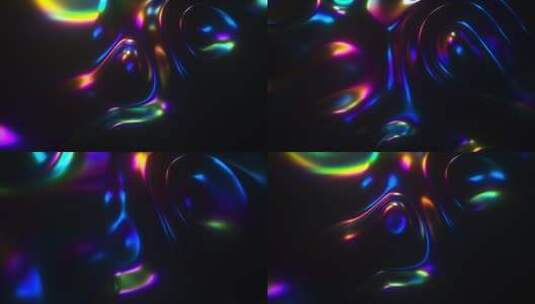 4K黑暗发光的虹彩波动形状背景高清在线视频素材下载