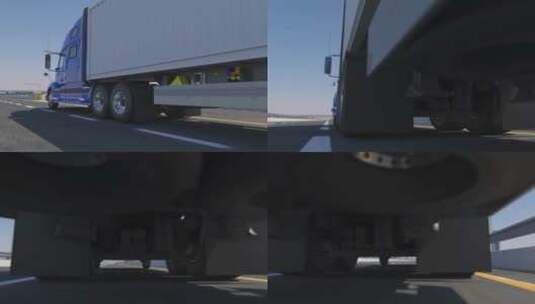 在高速公路上形式的白色卡车高清在线视频素材下载