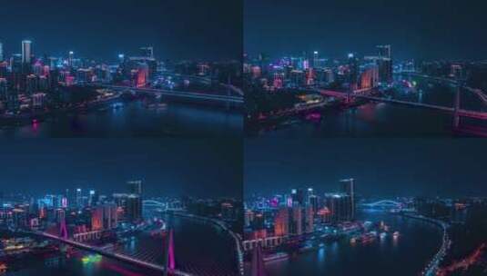 重庆CBD江景夜间延时素材高清在线视频素材下载