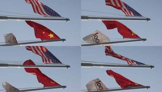 国旗 中国国旗 美国国旗高清在线视频素材下载