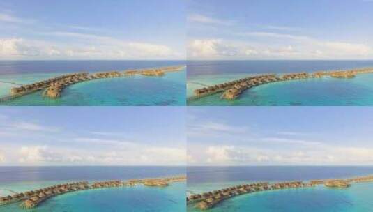 航拍海边度假酒店马尔代夫海岛度假村度假屋高清在线视频素材下载