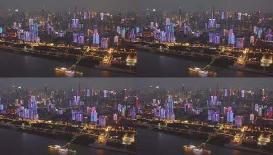 航拍武汉夜景高清在线视频素材下载