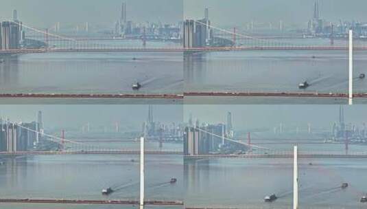 武汉长江六桥同框高清在线视频素材下载