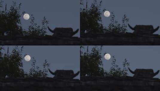 屋顶上的月亮高清在线视频素材下载