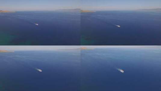 空中：在莱斯博斯岛和土耳其之间乘船游览。高清在线视频素材下载