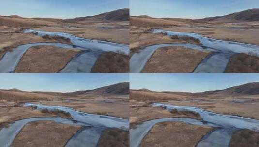 内蒙古兴安盟科尔沁右翼前旗草原河流融化冻高清在线视频素材下载
