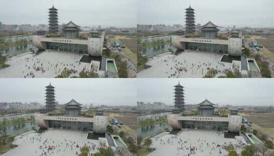 江苏扬州大运河博物馆航拍高清在线视频素材下载