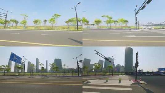 白天杭州市观澜路车左行车空镜高清在线视频素材下载