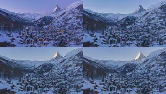 白雪覆盖的村庄高清在线视频素材下载