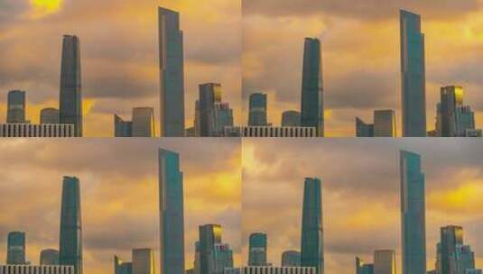 震撼延时广州国际金融中心黄昏彩云高清在线视频素材下载
