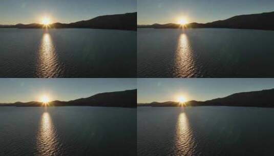 水晶湖上的日落高清在线视频素材下载