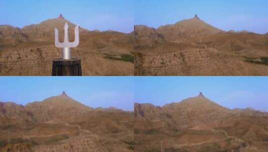 甘德尔山 乌海 成吉思汗博物馆 航拍4k高清在线视频素材下载