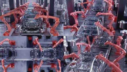 智能现代化车间流水线汽车装配工厂高清在线视频素材下载