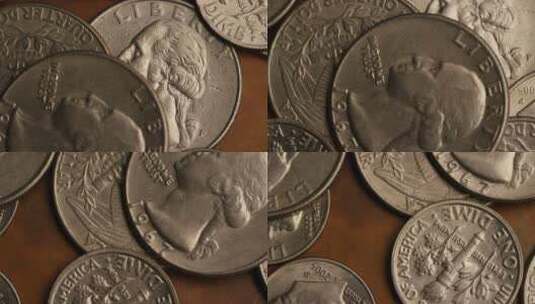 美国货币硬币的旋转库存镜头-MONEY 0254高清在线视频素材下载