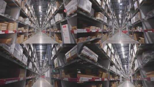 仓库物流 仓储中心  货物摆放 货物架高清在线视频素材下载