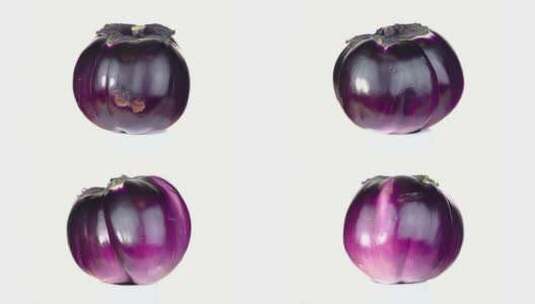 紫色圆茄子特写高清在线视频素材下载