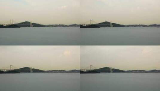 傍晚南沙港和虎门大桥珠江水面延时高清在线视频素材下载